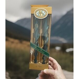 VTG Beeswax Designs Taper Candles, 12" Tapers, Handmade, 100% Natural, Holly NEW